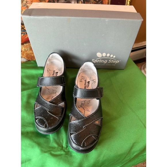 Spring step streetwise Black leather Mary Jane shoes size 6 W - Picture 4 of 5